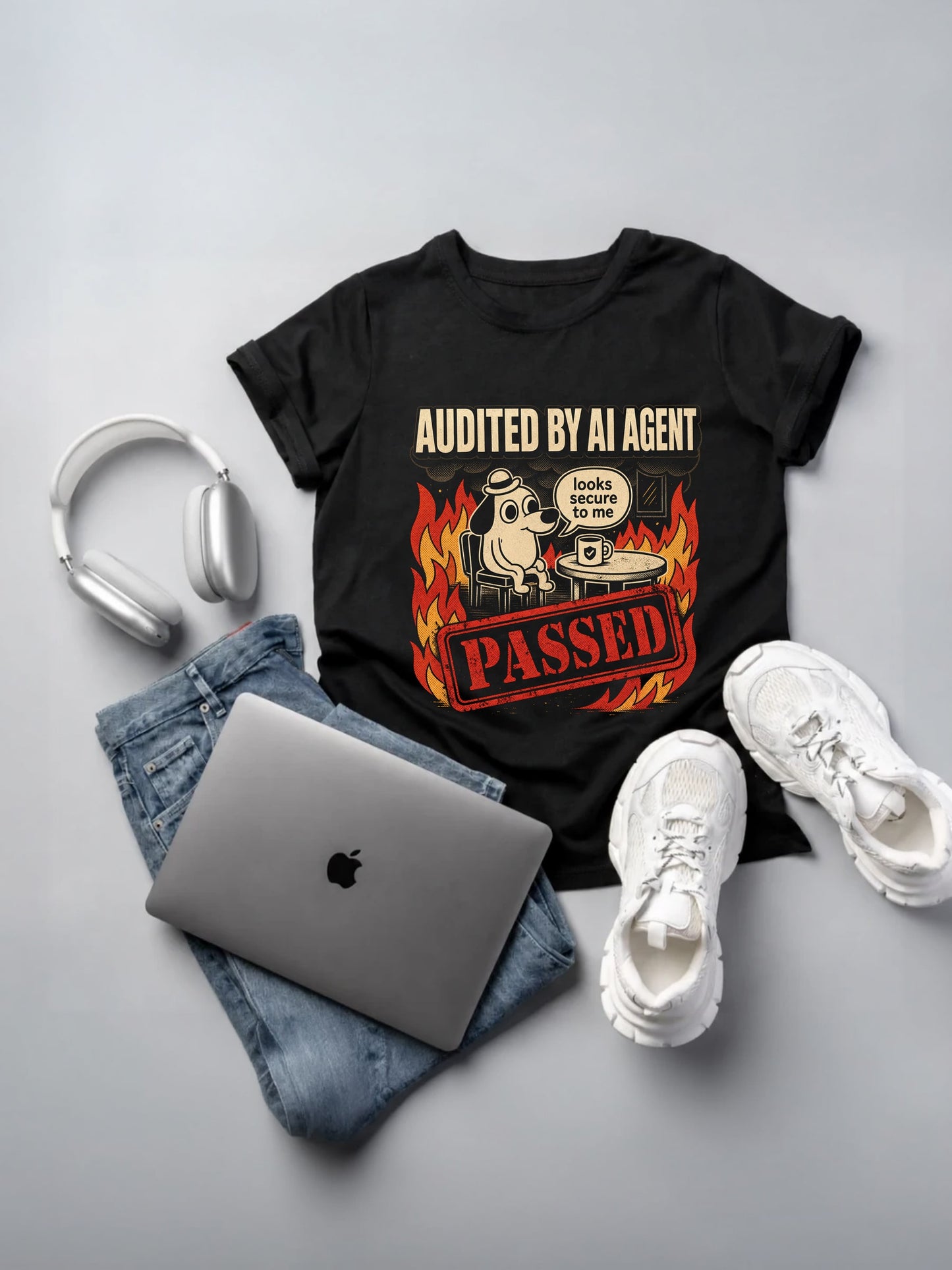 Audited By AI Agent T-Shirt black t-shirt mockup