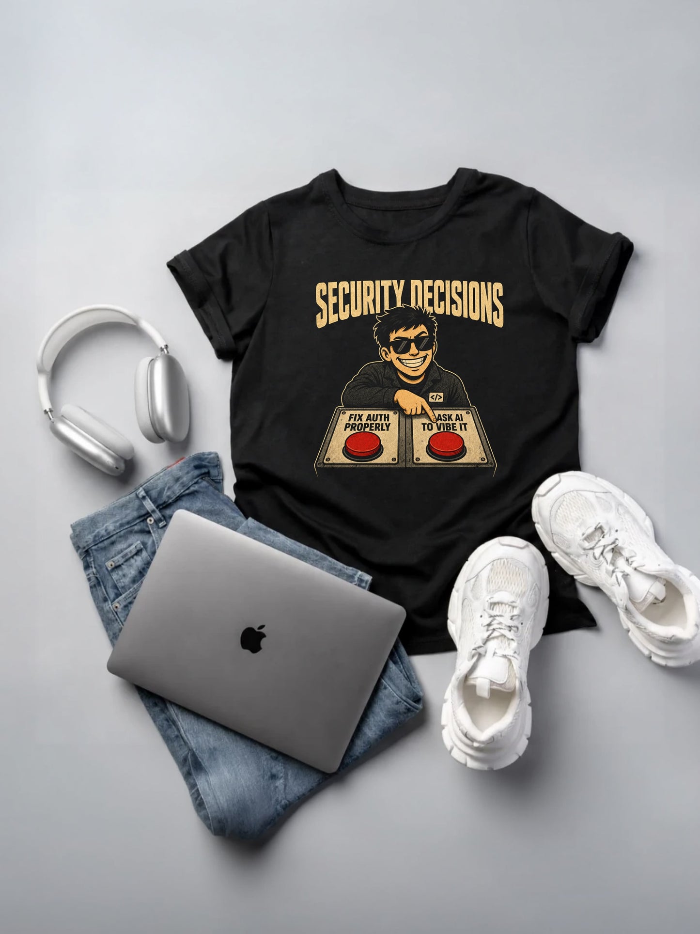 Security Decisions T-Shirt black t-shirt mockup
