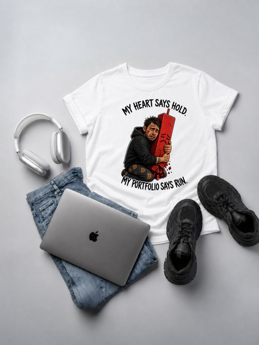 My Heart Says Hold My Portfolio Says Run T-Shirt mockup