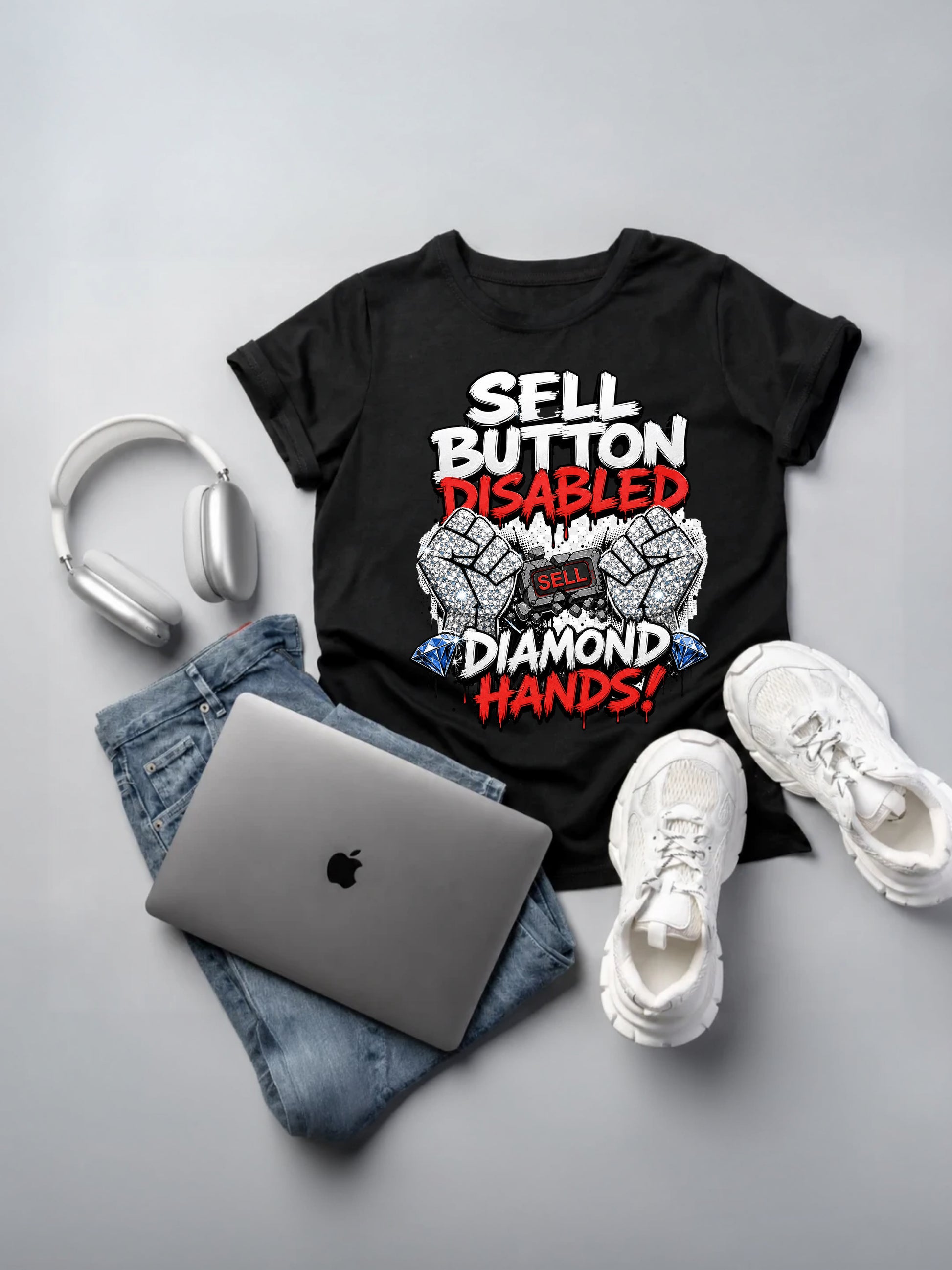 Sell Button Disabled Diamond Hands Oversized Tee